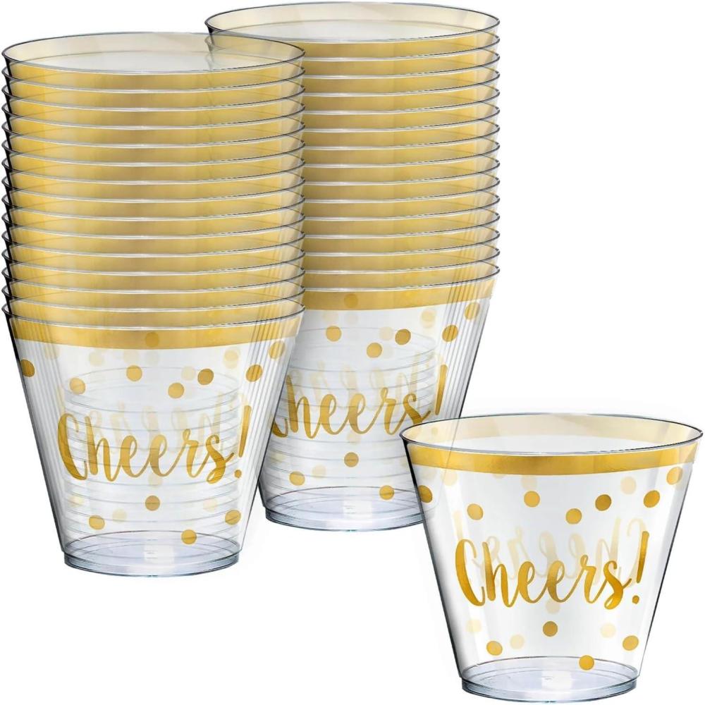 imageStunning New Year quotCheersquot Gold Printed Tumblers Design  9 oz 30 Pack Elegant Sparkling Design for Celebrations ampamp ToastsModern