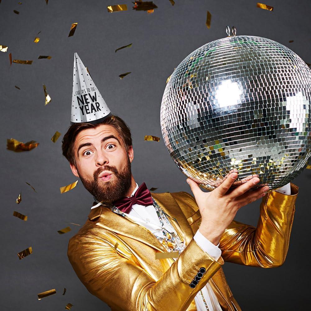 imageAmscan Unique Cheers To The New Year Cone Hat 1 Pc 9quot Black ampamp Silver Foil Hat Ideal for New Years Eve Celebrations