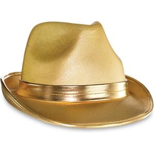 Stunning Gold Velour Fedora Hat – 5″ x 12″ – Stand Out in the Crowd – Perfect Accessory for All Occasions, 1 Pc(Gold)