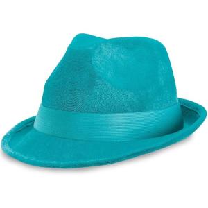 Stunning Gold Velour Fedora Hat – 5″ x 12″ – Stand Out in the Crowd – Perfect Accessory for All Occasions, 1 Pc(Turquoise)