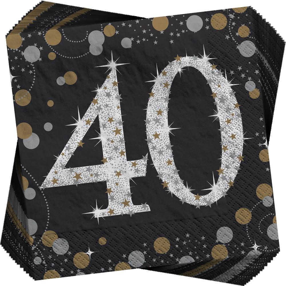 imageMulticolor Sparkling Celebration 40 Beverage Paper Napkins 5 x 5 16 Count  Premium Quality amp Absorbent Napkins Perfect For 40th Birthday Parties