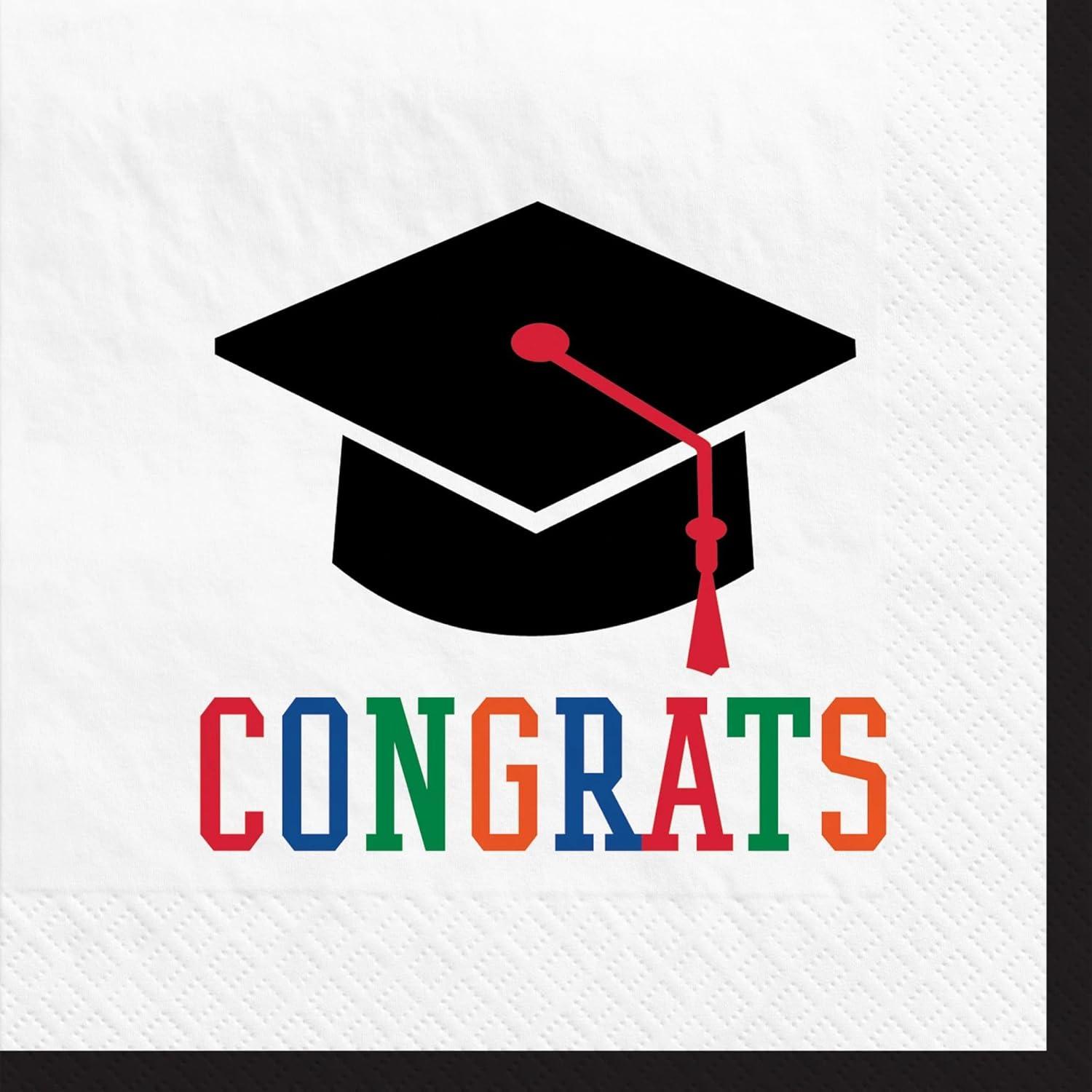 imageAmscan Dashing Multicolor Paper Class Dismissed Beverage Napkins 5 x 5 Pack of 40 Durable amp EyeCatching Party Essentials Great for GraduationPack of 100