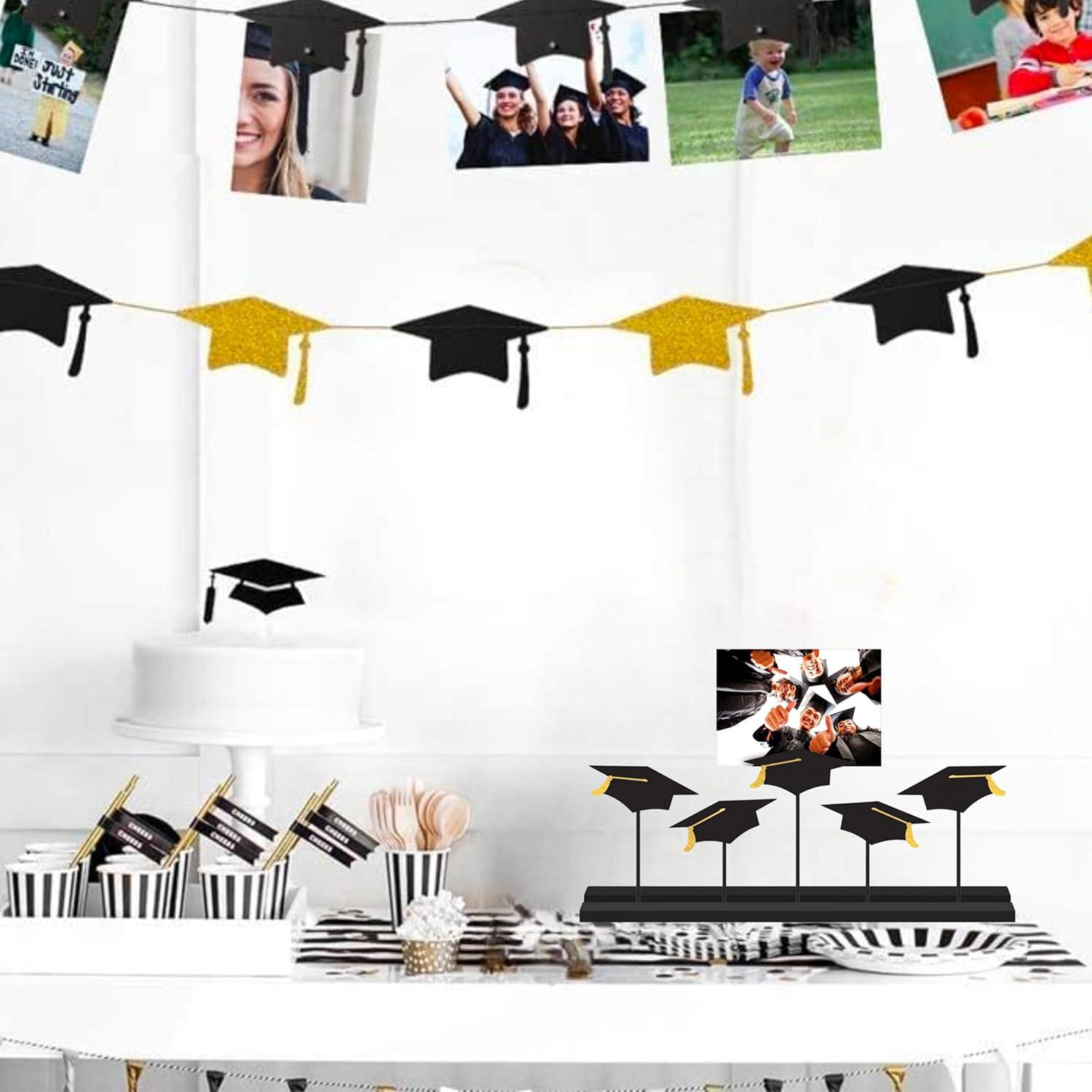 imageStunning Black amp Gold Grad Photo StandUp Sign 315 x 18 1 Pc Unique MDF amp Metal Design Perfect Party Accessory amp Gift for New Graduates