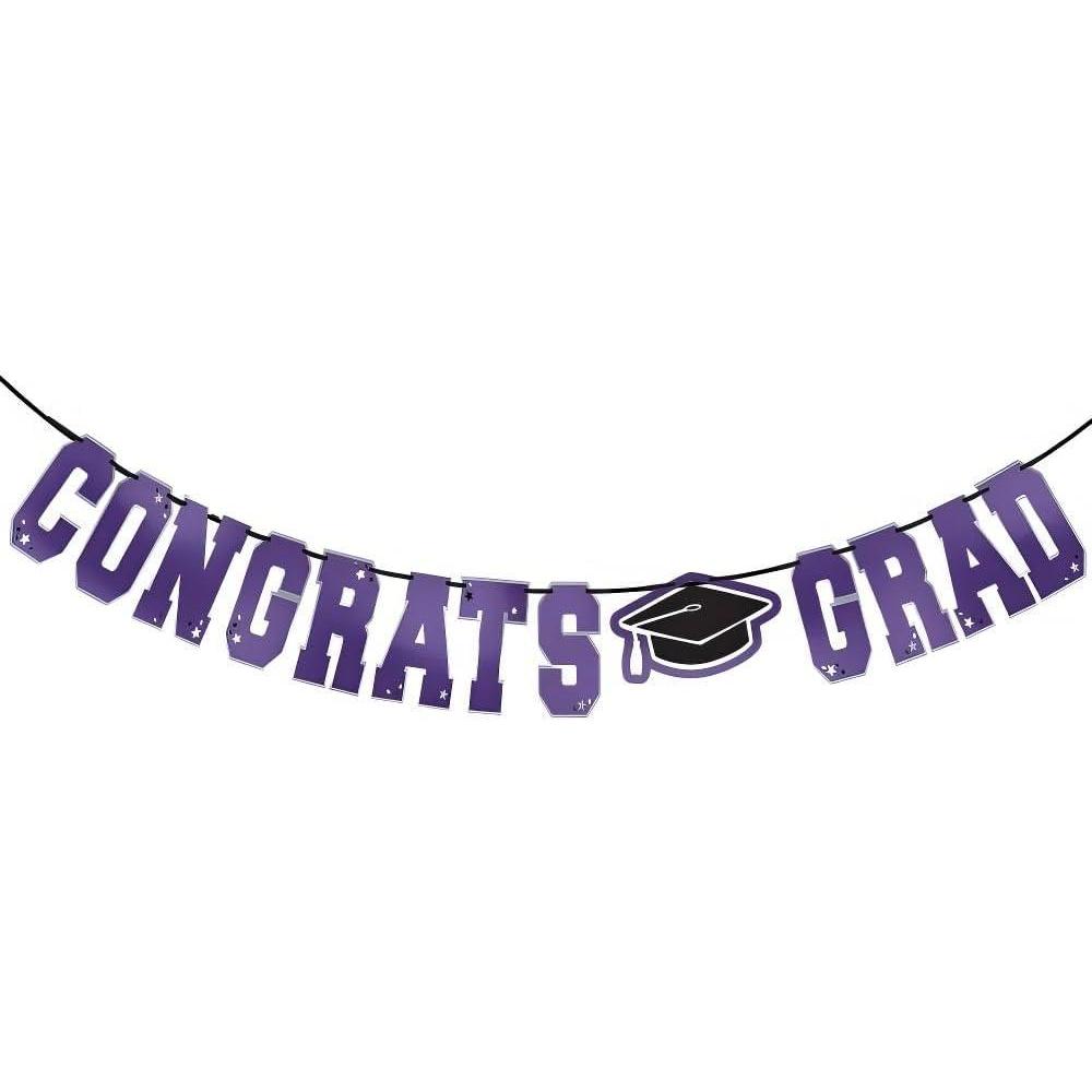 imageGreen Congrats Grad Large Foil Letter Banner 12 Ft x 83 1 Pc Vibrant Party Hanging Decoration for Celebrations amp EventsNew Purple