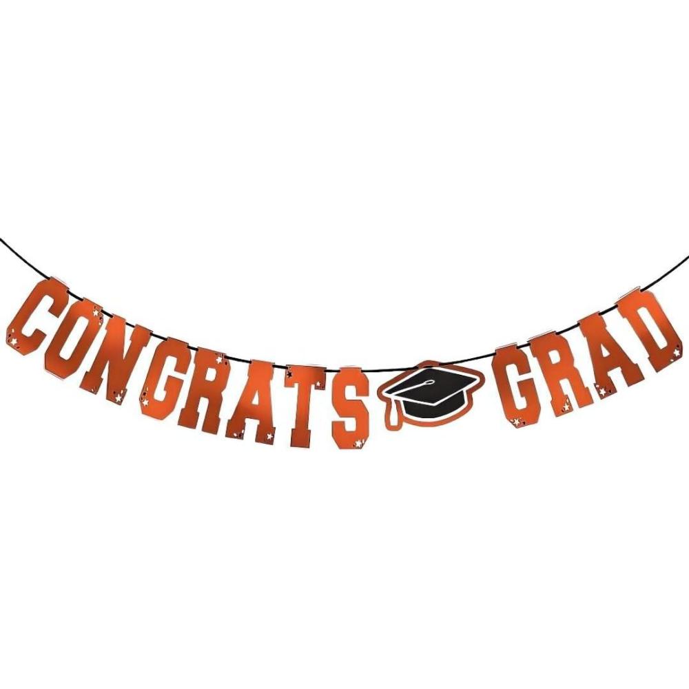 imageGreen Congrats Grad Large Foil Letter Banner 12 Ft x 83 1 Pc Vibrant Party Hanging Decoration for Celebrations amp EventsOrange Peel
