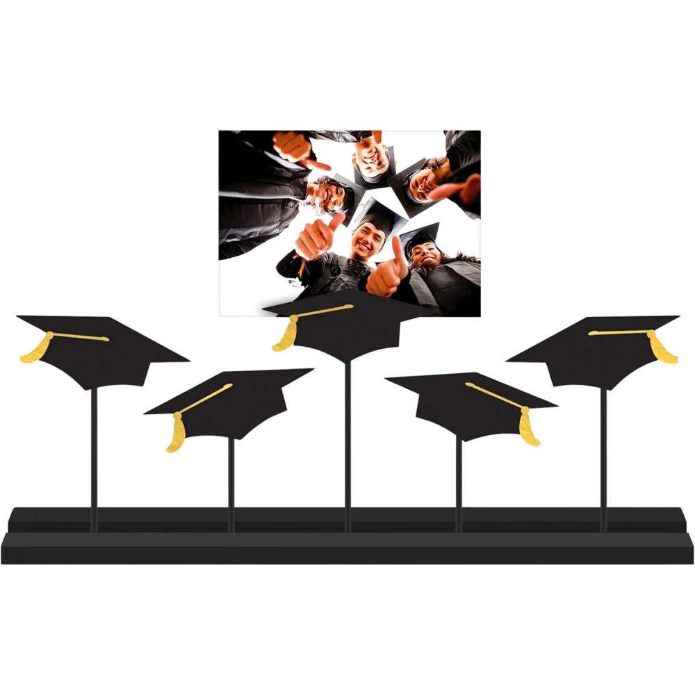 imageStunning Black amp Gold Grad Photo StandUp Sign 315 x 18 1 Pc Unique MDF amp Metal Design Perfect Party Accessory amp Gift for New Graduates