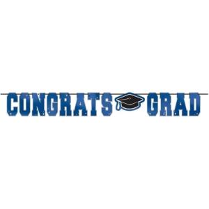 Green Congrats Grad Large Foil Letter Banner – 12 Ft x 8.3″ (1 Pc) – Vibrant Party Hanging Decoration for Celebrations & Events(Bright Royal Blue)