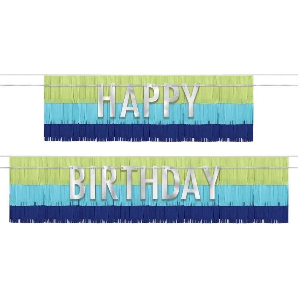 imageModern Blue amp Green Birthday Fringe Banners  36 1 Set  Great Party Decorations for Kids amp Adults