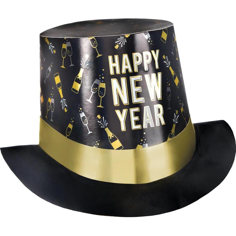 imageAmscan Top Hat  5  Black amp Gold  Pack of 1 Happy New YearHappy New Year