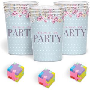 Party City Ribbons And Roses Favor Cup Kit, 12 count with 12 puzzle cube erasers